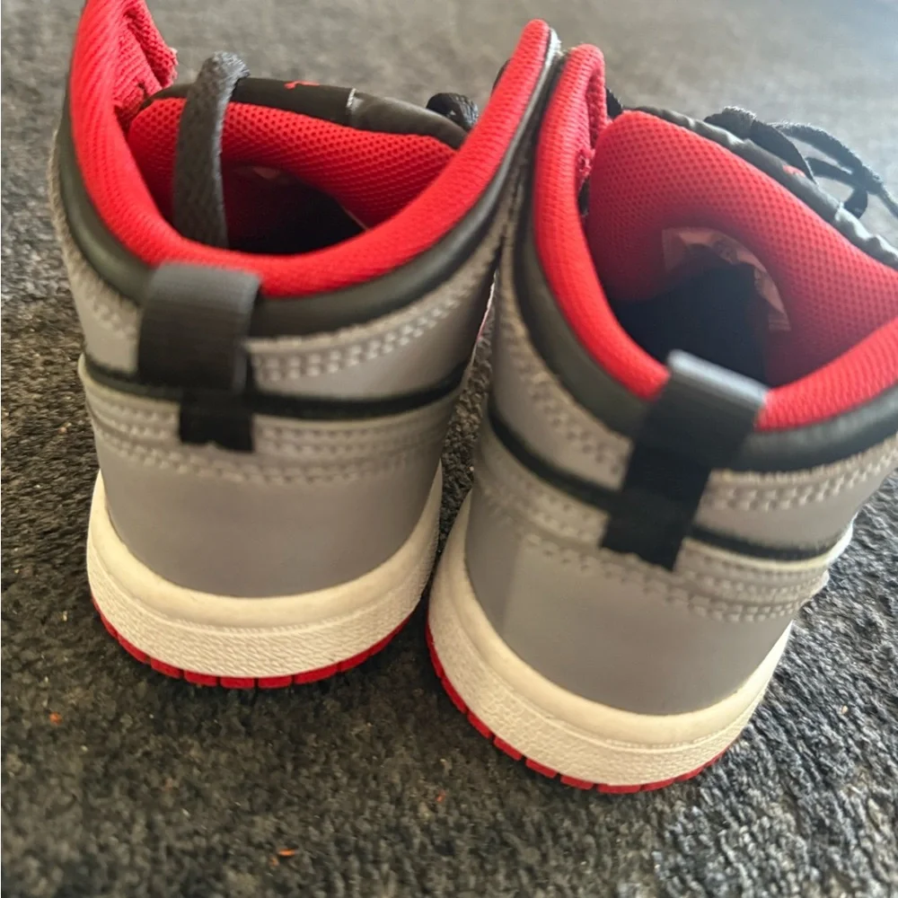 Nike Jordan 1 Black and Gray Sneakers with Red Accents